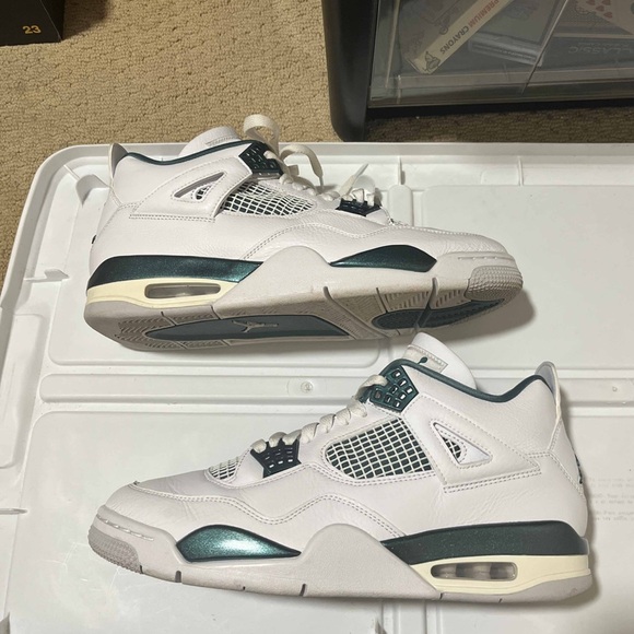 Nike Air Jordan 4 Retro FQ8138-103 Men's Size 10.5 Oxidized Green White Sneakers - Picture 1 of 6